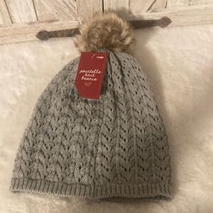 Target Pointelle Knit Beanie with Faux Fur Pom